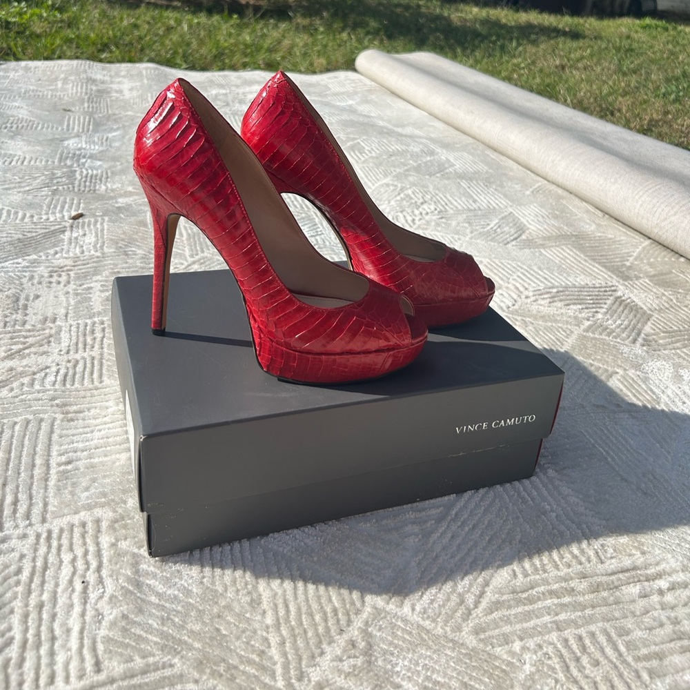Vince Camuto Glossy Red Platform Heels